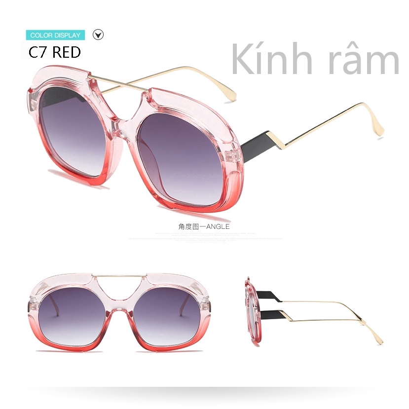 Kính râm cỡ lớn tròng to màu gradient thời trang