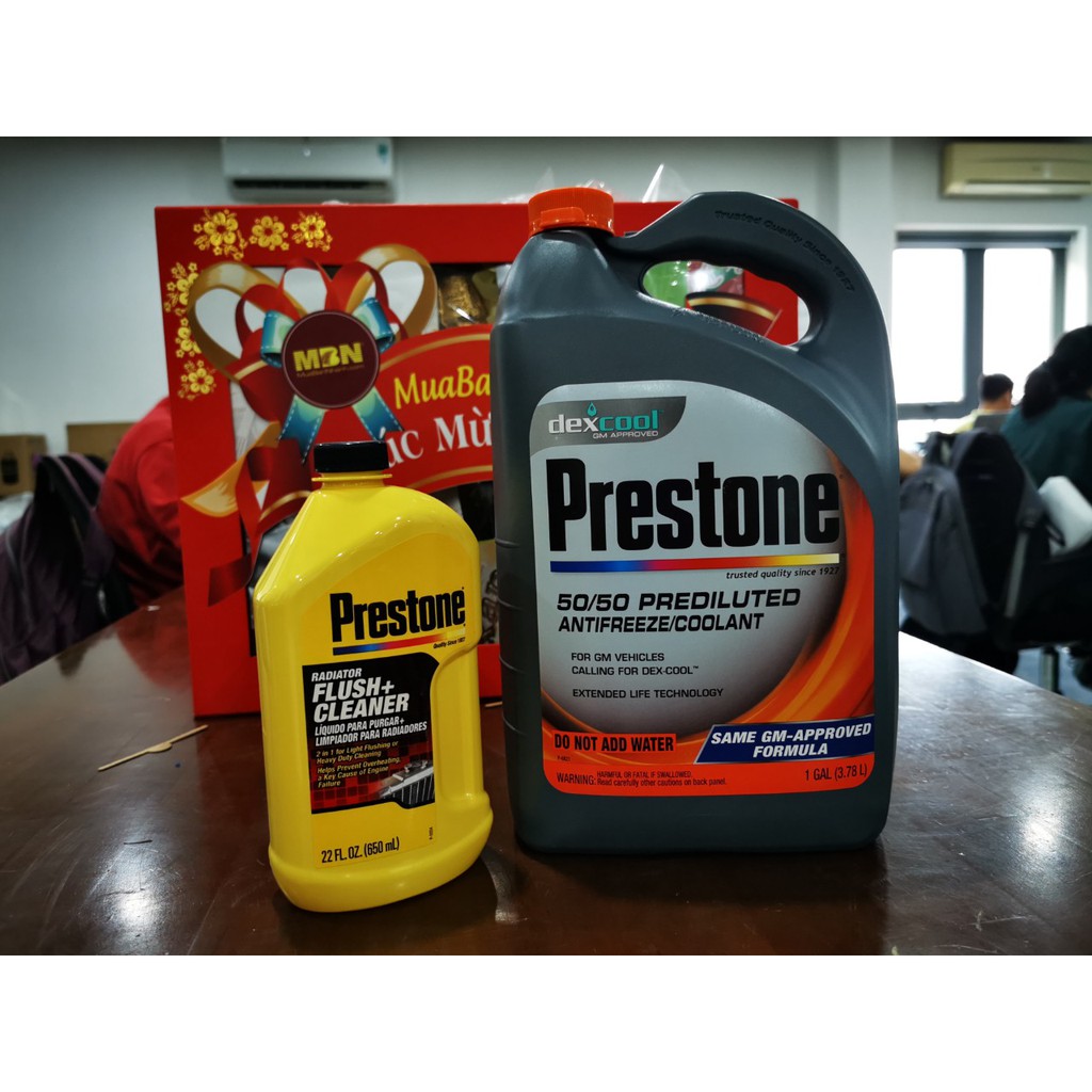 Combo Nước Làm Mát Động Cơ ,Dung Dịch Làm Sạch Két Nước Prestone 3,78L