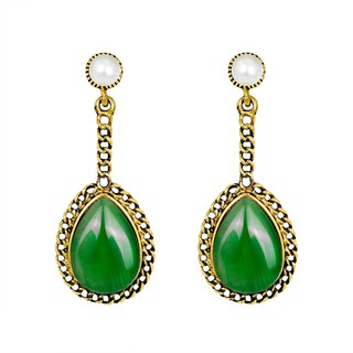 Bông tai đá cẩm thạch thiết kế oval cho nữ độc đáo sang trọng