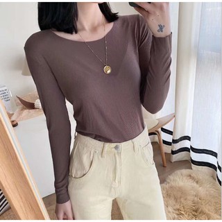 Áo thun dài tay mỏng cổ tròn thu đông