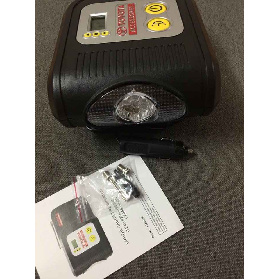 Bơm Lốp Ô Tô Mặt Đồng Hồ Điện Tử Có Chế Độ Tự Ngắt Toyota Accesories