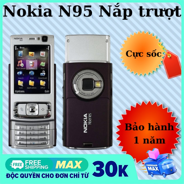 [Siêu rẻ] Điện thoại nắp trượt nokia N95 2GB chính hãng-Bảo hành 1 năm