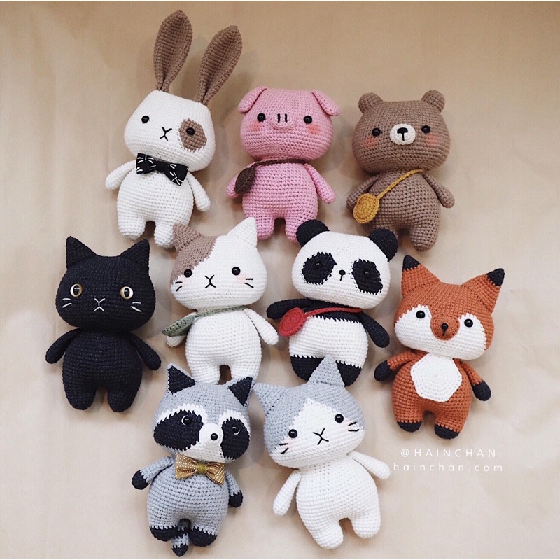 Gấu bông móc len Amigurumi cao cấp Thú len Việt Nam -  Bộ thú chân ngắn nhà haichan