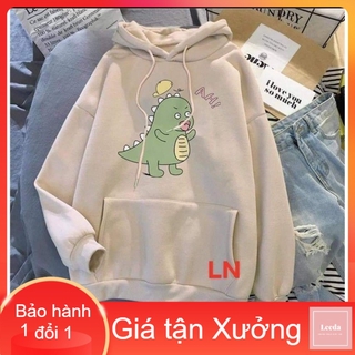 Áo hoodie khủng Long đội mũ AH LN11 , áo thun nam nữ, áo thun, sét bộ mặc ở nhà, áo nỉ ấm - LEEDA