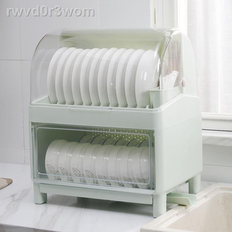 Tủ đựng chén bát gia đình nhà bếp đa chức năng hộp lưu trữ bộ đồ ăn có nắp đậy chống côn trùng Giá đĩa lớn