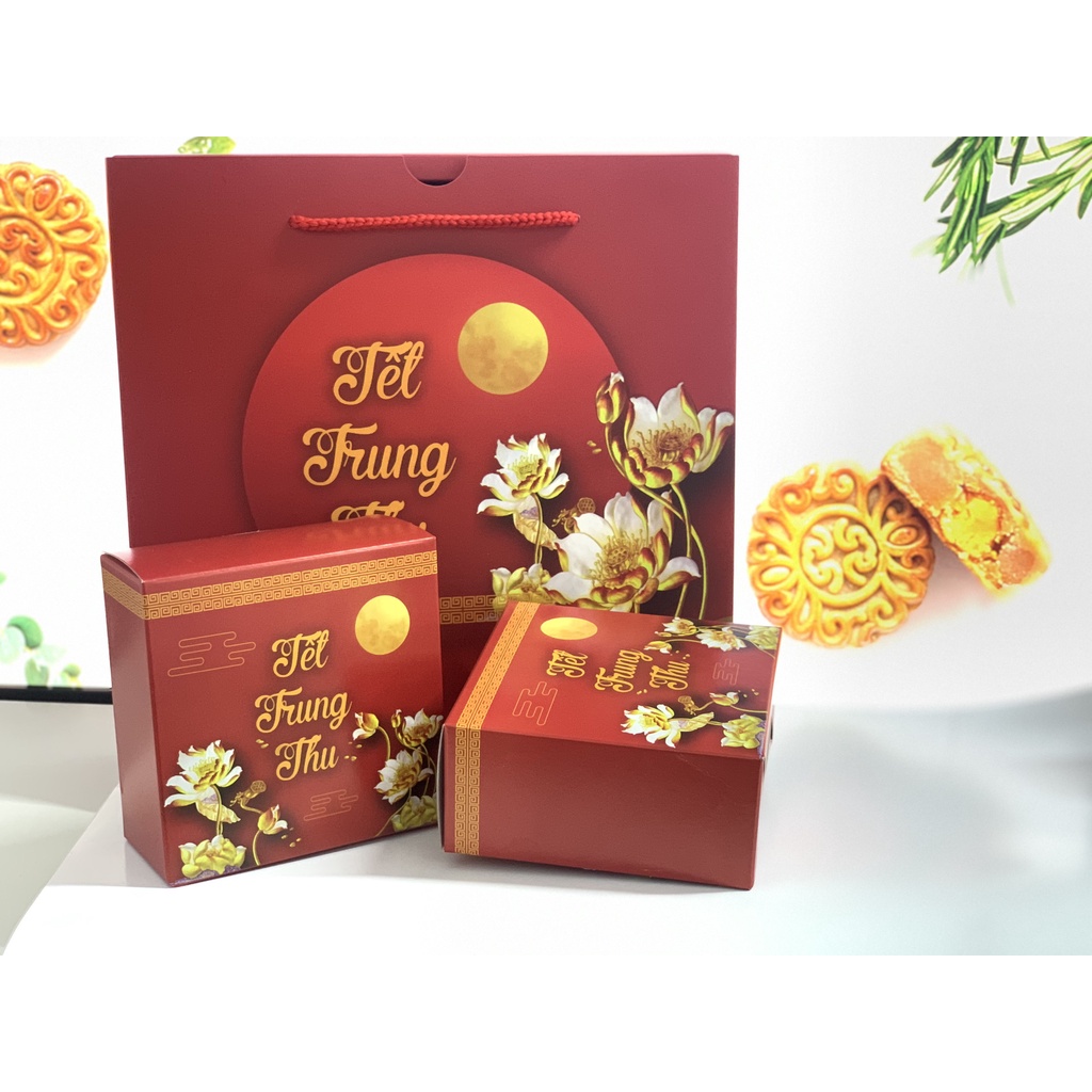 Hộp đựng 4 bánh trung thu 125g-150g Đỏ Sen 2021 Số lượng >500b