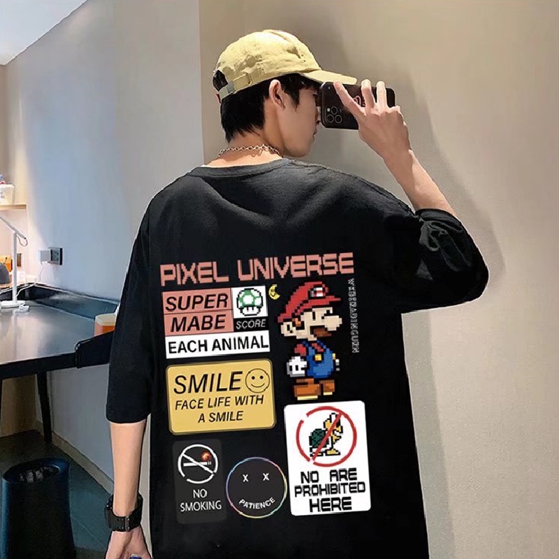 Áo Thun Dáng Rộng In Họa Tiết Hoạt Hình Phong Cách Hàn Quốc Thời Trang Mùa Hè Cho Nam Và Nữ Size M-8XL