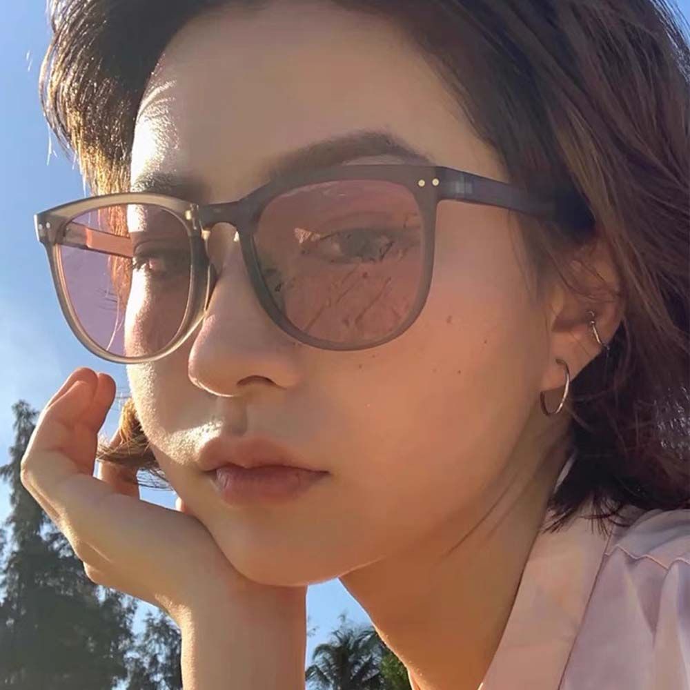 Kính mát tròng vuông chống tia UV phong cách INS cho nam và nữ