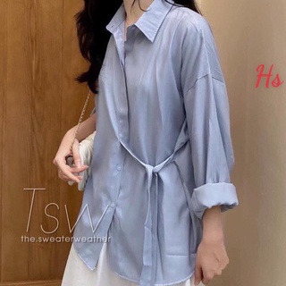 Áo Sơ Mi Lụa Nữ Dài Tay Kèm Dây Eo 3 Màu