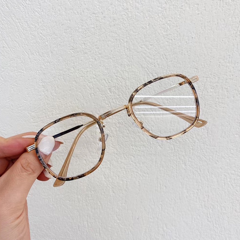 Mắt Kính Gọng Kim Loại Tròn Chống Bức Xạ Máy Tính Phong Cách Hàn Quốc Cho Nam Và Nữ