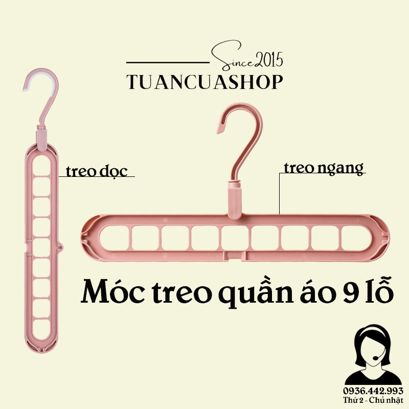 Móc treo quần áo đa năng 9 lỗ tiết kiệm diện tích - Móc áo giá rẻ (MT9L)