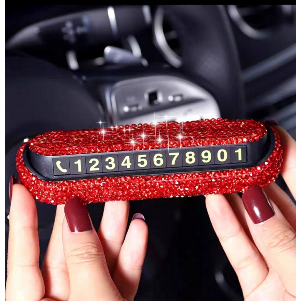 Thẻ ghi số điện thoại đỗ xe phát quang GẮN ĐÁ sang trọng Đặt Taplo ô tô