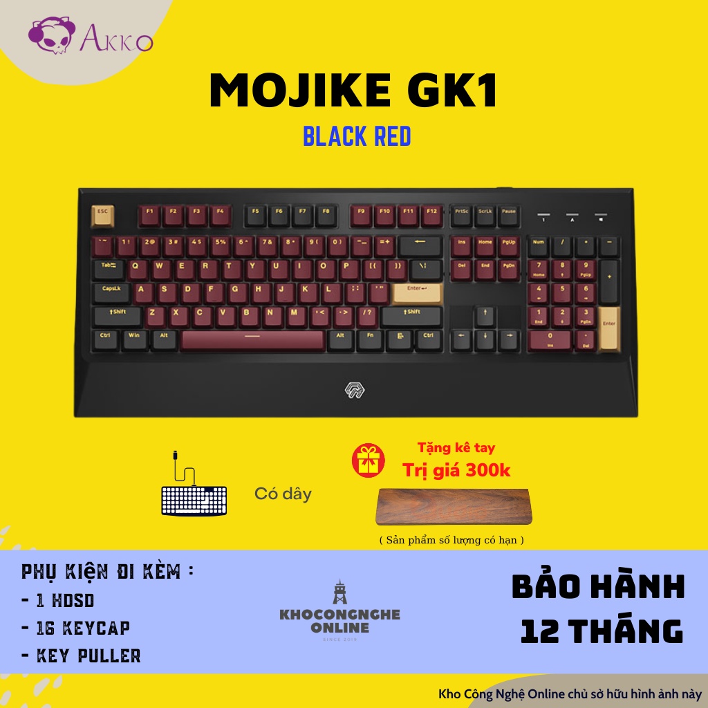 Bàn phím cơ Mojike GK1 Black Red | Black Pink (AKKO sw v2 / LED trắng)