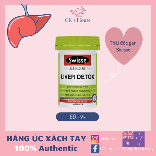 [BILL ÚC] Swisse Ultiboost Liver Detox - Viên uống hỗ trợ thải độc gan Úc