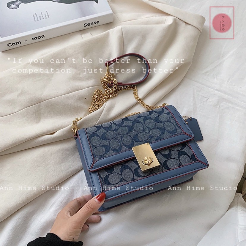 Túi Coach Hutton Chambray Hàng Out Let Model Mới 2021/ Túi Đeo Chéo Nữ Mẫu Mới T052124