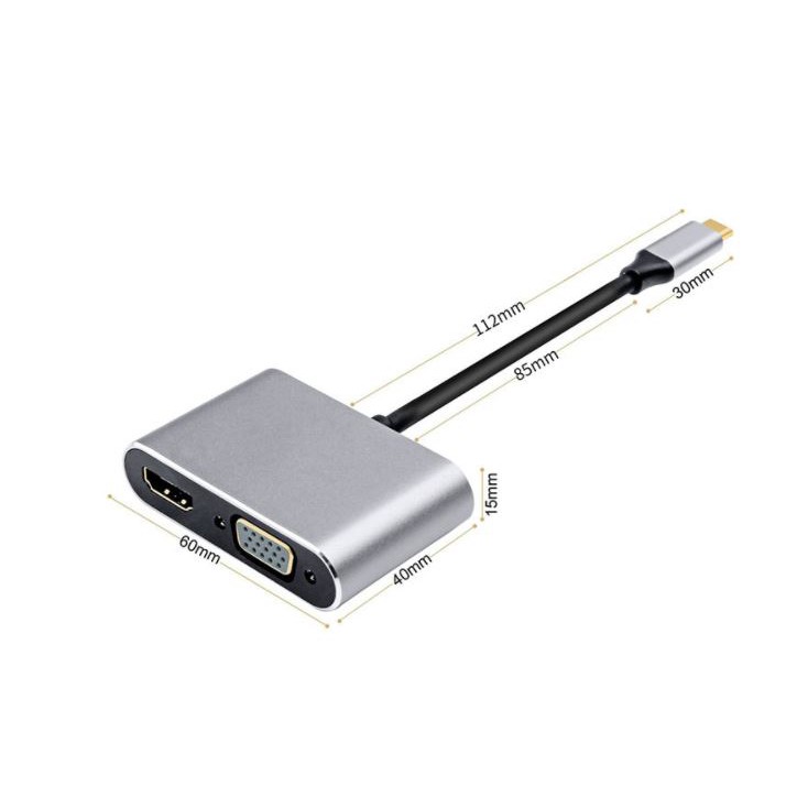 Cáp chuyển USB Type-c ra 4 cổng HDMI/ VGA/ USB và cổng sạc hỗ trợ chế độ Dex - UHV41160