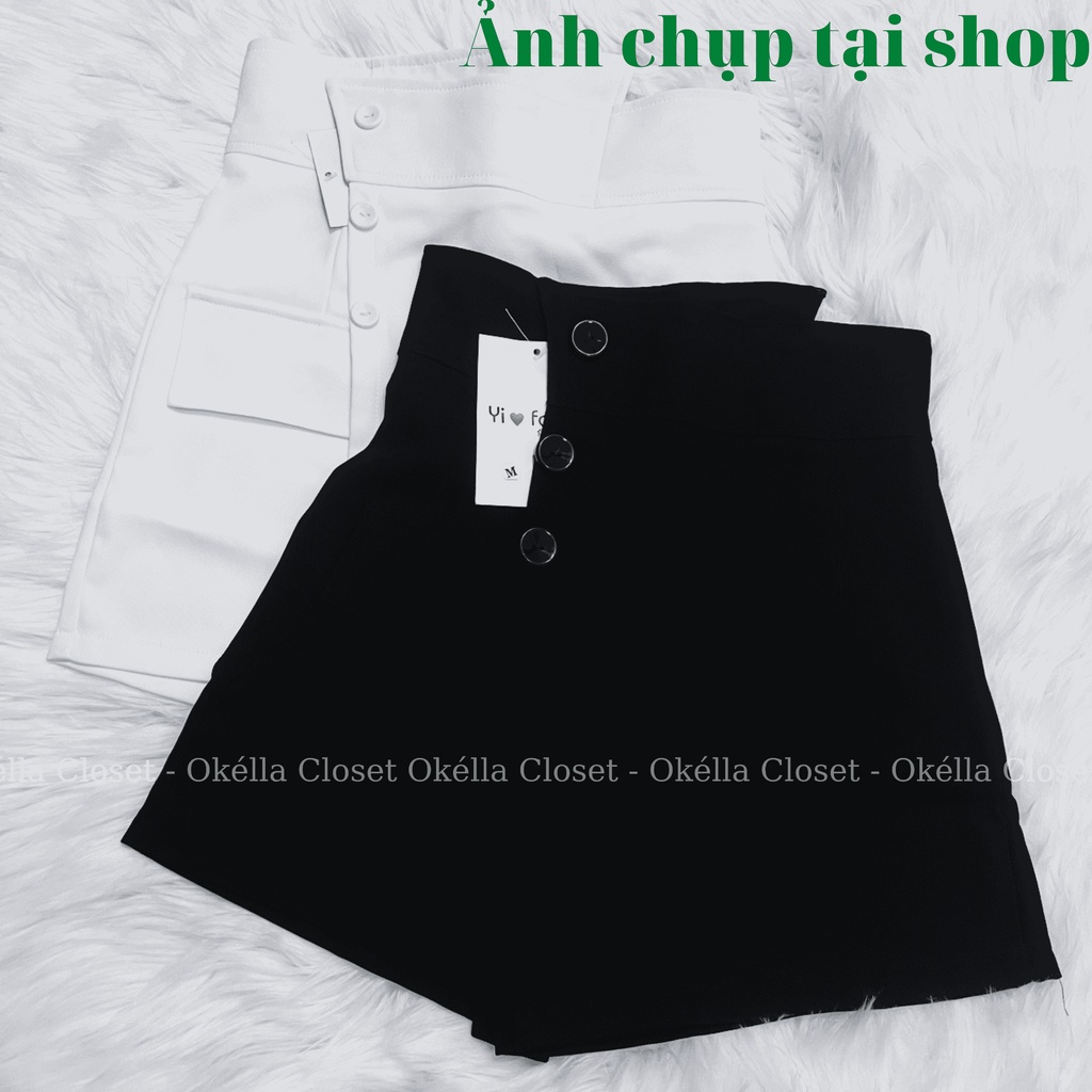 Quần Short Nữ Giả Chân Váy Cạp Cao 3 Khuy - Quần Sooc Giả Chân Váy Nữ Ngắn Okella CV001 (có ảnh shop chụp))