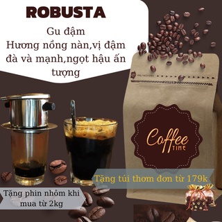 Cà phê Robusta - Cafe rang xay nguyên chất - cafe mộc 500G gói