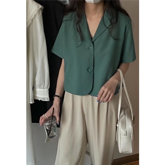 Áo blazer cộc tay cổ pijama 40503 CHERRY COCO | BigBuy360 - bigbuy360.vn