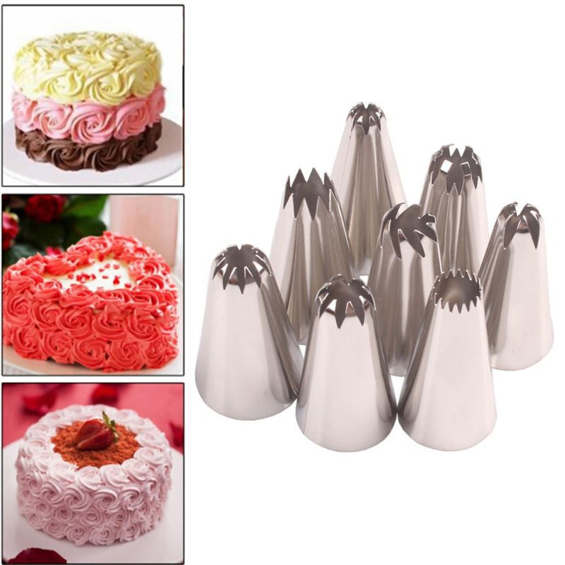 8 Đầu Bắt Bông Kem Trang Trí Bánh Bằng Thép Không Gỉ