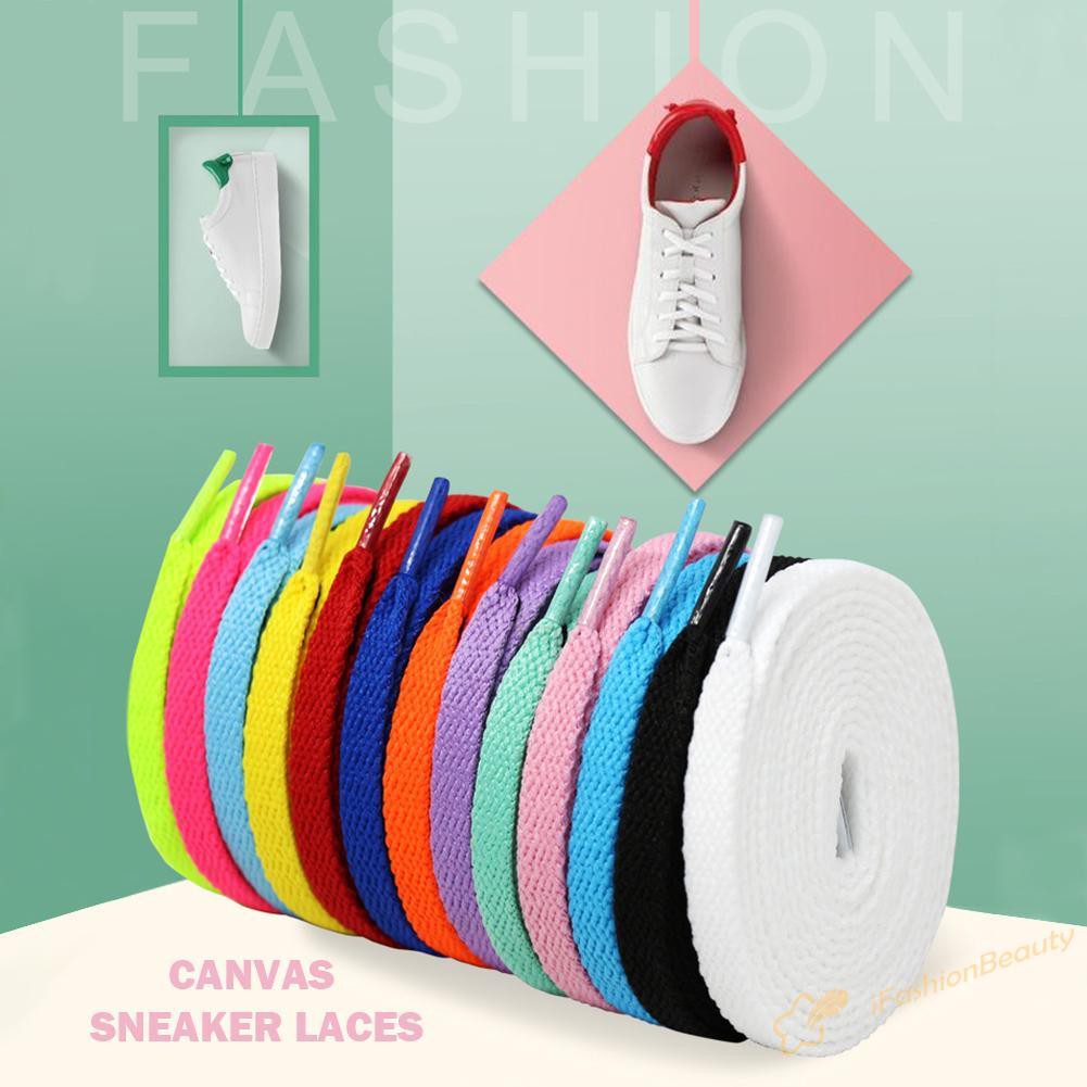 1 Pair Flat Laces Solid Color Shoelaces Fashion Sport Sneaker Shoe Lace