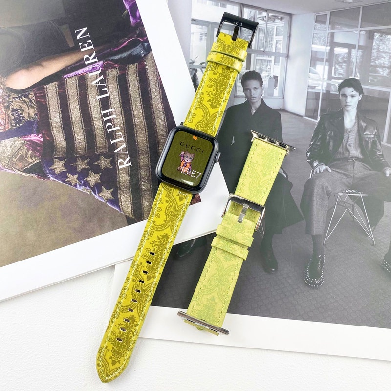 Dây Đeo Bằng Da Họa Tiết gucci Dành Cho Apple Watch Band 41MM 45MM 40mm 44mm 38mm 42mm Series 7 SE 6 5 4 3 2 1