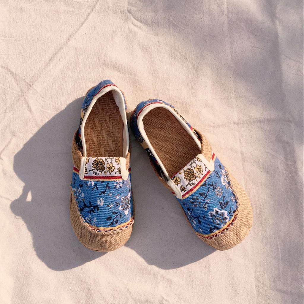 Giày cói thêu hoa văn Shamong êm chân vintage mã 6067