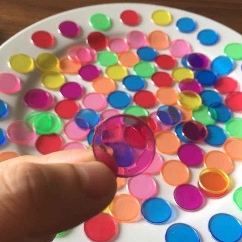 Set 150 miếng mica tròn 1.9 cm chơi với bàn ánh sáng