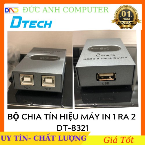 Bộ chia tín hiệu máy in 1 ra 2 DTECH DT- 8321- Chính Hãng 100%, Bảo Hành 1 Năm