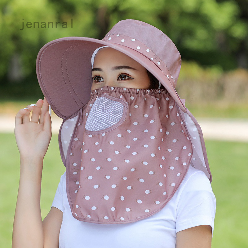 Mũ Che Nắng Kèm Khẩu Trang Chống Tia Uv Bảo Vệ Mặt Và Cổ Chất Liệu Cotton Có Thể Tháo Rời Cho Nam Và Nữ