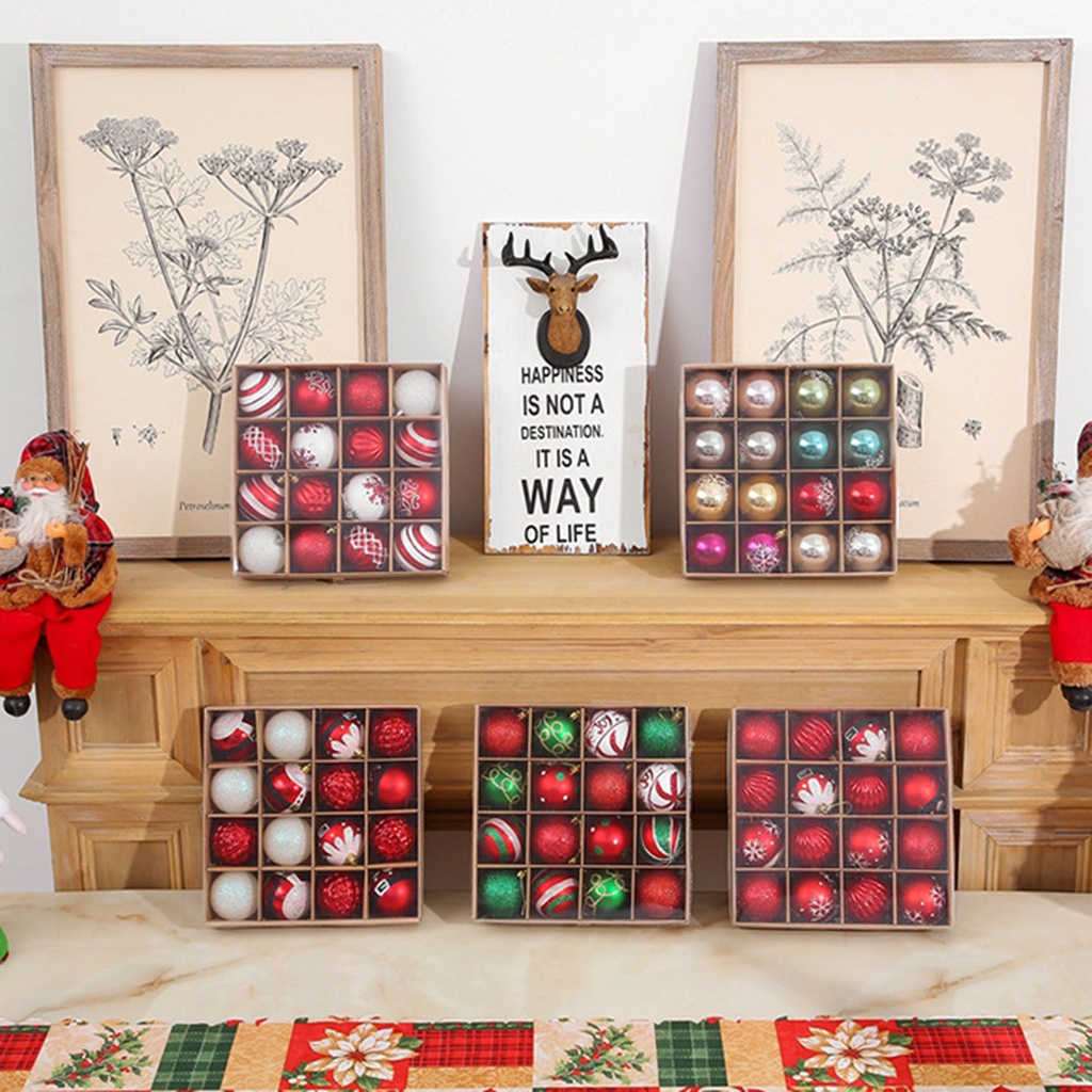 Set 16 Trái Châu Trang Trí Cây Thông Noel