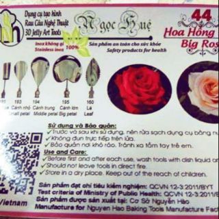 Dụng cụ làm thạch rau câu 3D Ngọc Huệ (bộ 5 kim số 44 - hoa hồng đại)
