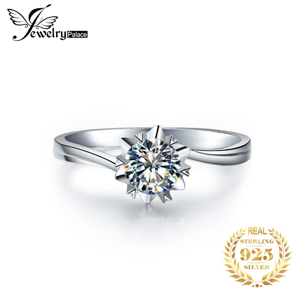 Silver ring 925 women diamond zircon moissanite snowflake twisted arm fashion jewelry