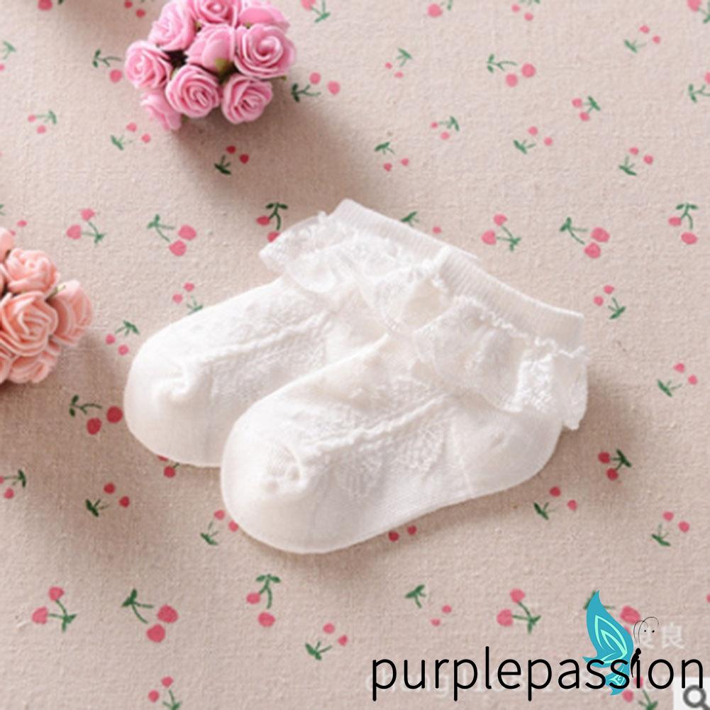 Vớ em bé gái sơ sinh thêu ren cổ phối lưới nhiều màu