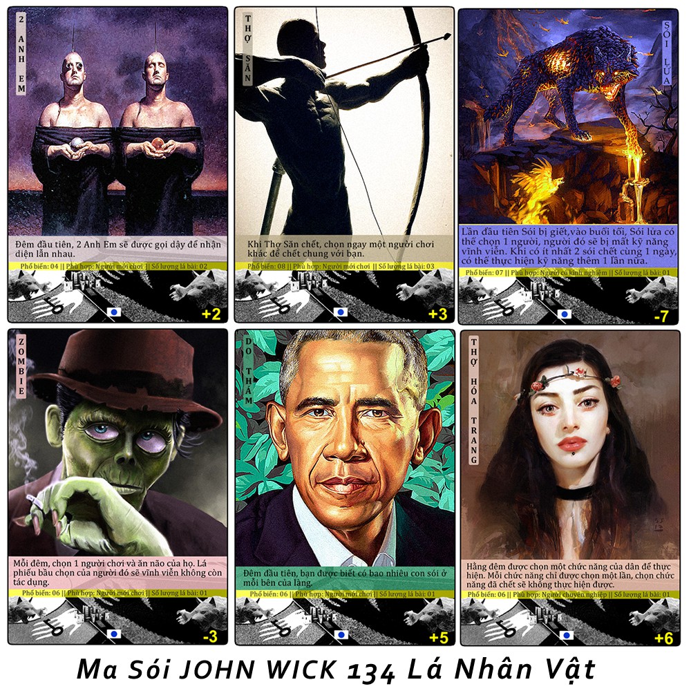 Bài Ma Sói John Wick 134 lá nhân vật việt hóa