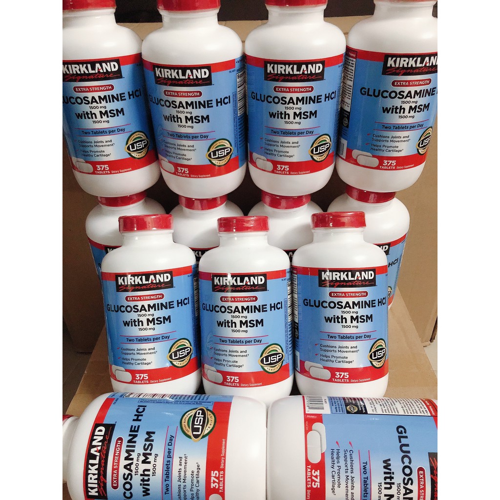 Viên uống glucosamine hcl 1500mg with msm 1500mg 375 viên(hàng chuẩn auth / combo 6 chai /date 2023)