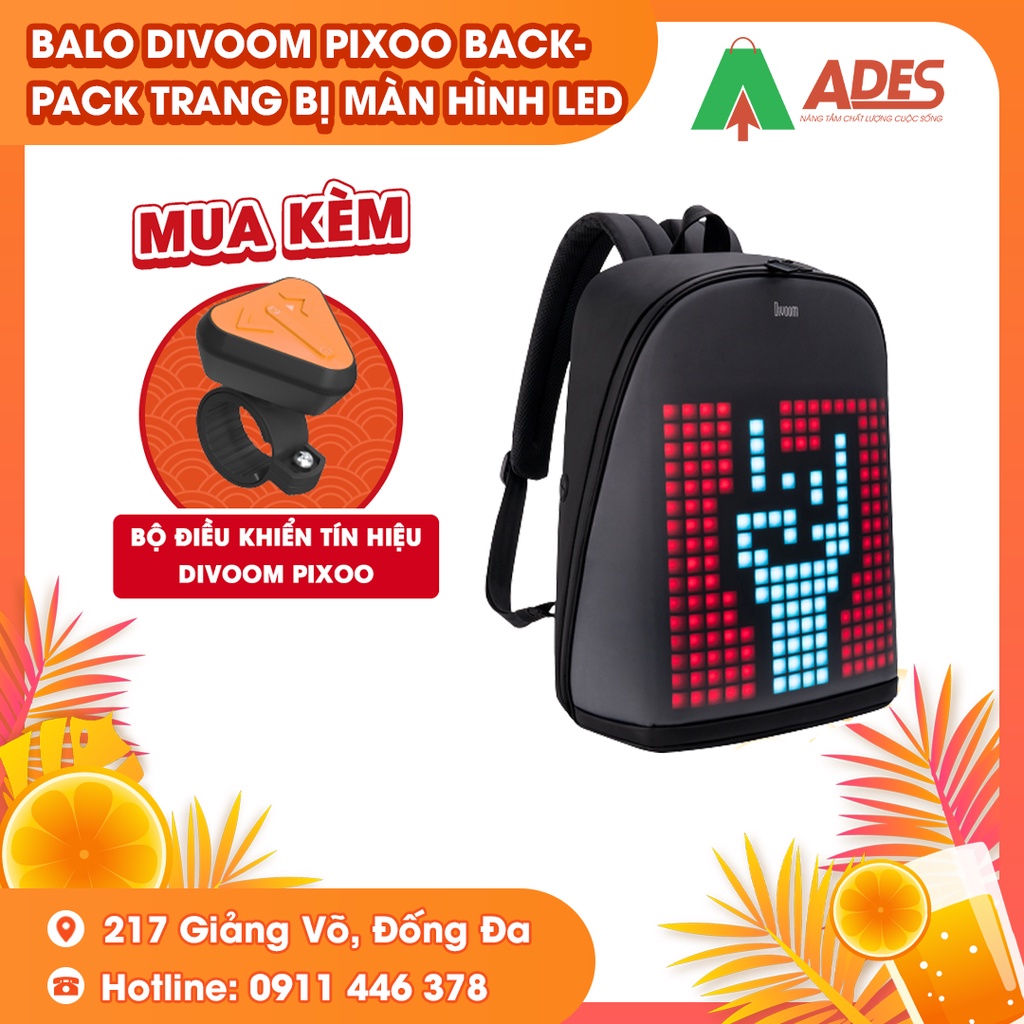 Balo Divoom Pixoo Backpack - Bảo Hành Chính Hãng - Có Màn Hình LED, Ngăn Chứa Lớn, Chống Thấm Nước - NEW 2021