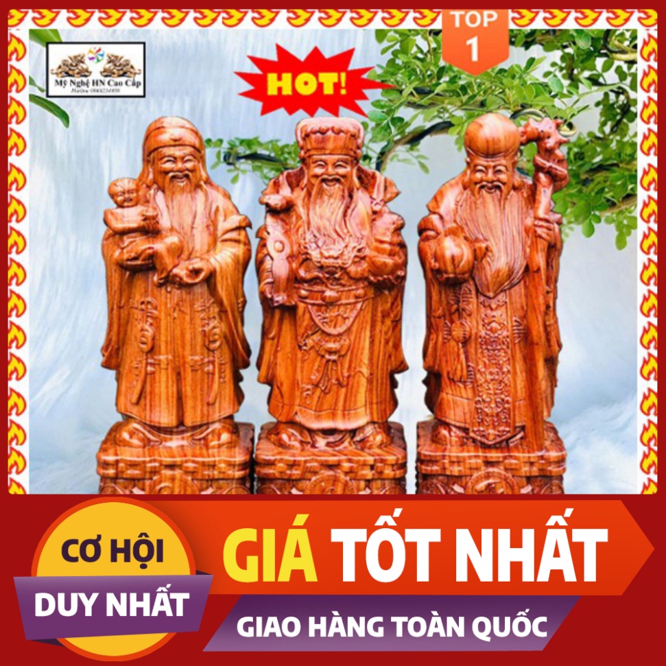 ((GIÁ GỐC )) Tam Đa Phúc Lộc Thọ gỗ Hương Đá Loại 1, Trang trí nhà cửa Cao 20/30/40/50
