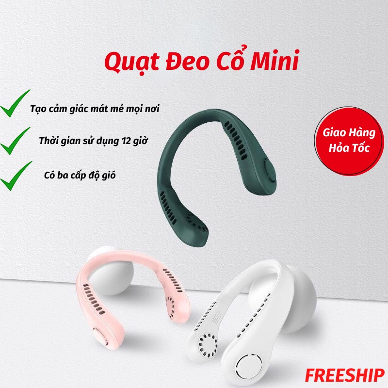 Quạt Đeo Cổ Quạt Mini Tích Điện Thông Minh Không Cánh Tiện Lợi Mát Mẻ LEON OFFICIAL