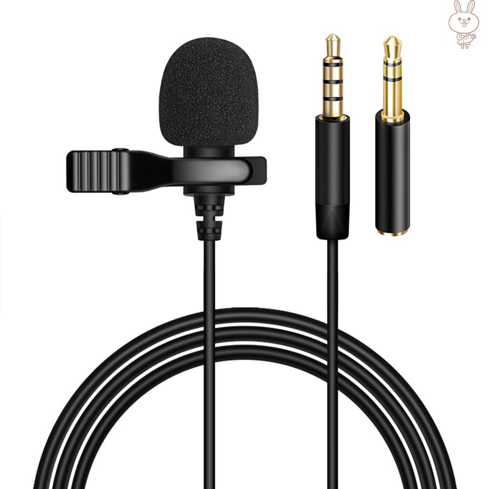 OL 3.5mm Recording Microphone Lapel Clip-on Mic for IOS Android/Windows Cellphones Clip Podcast Noiseless Microphone for Bloggers with 3.0m Wire 3.5mm Audio Adapter 4pin to 3 pin