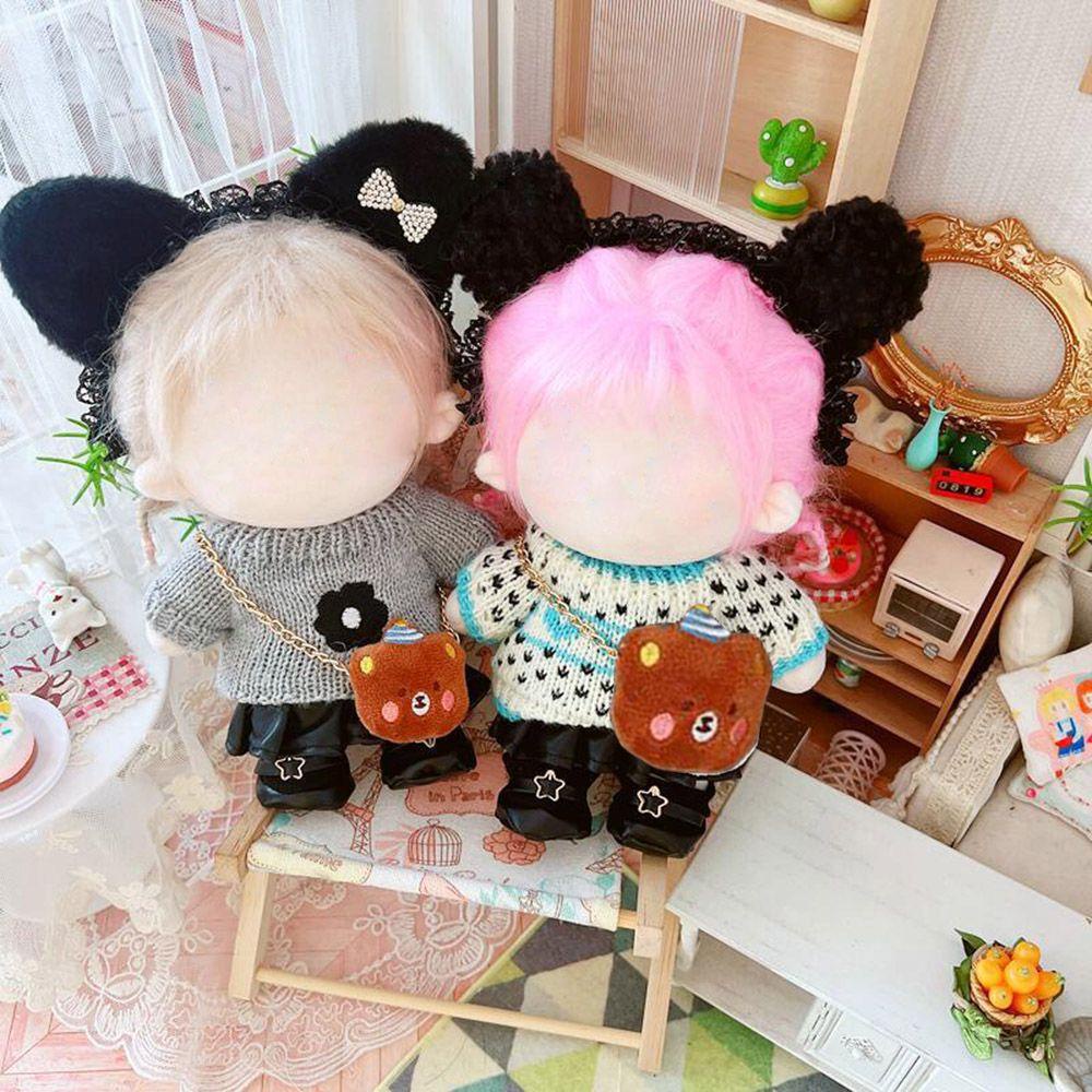 Áo Len Họa Tiết Hoa Màu Xanh Dương Và Đen Dành Cho Búp Bê