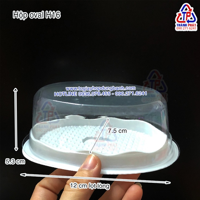 100 Hộp H16 oval trắng đựng bánh trung thu con heo -  bánh gato flan