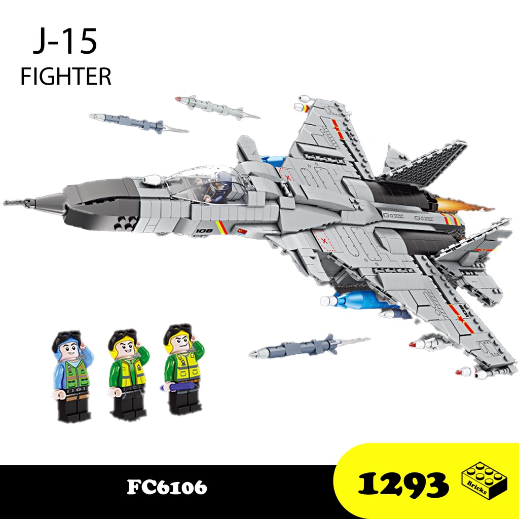 Đồ chơi Lắp ráp Máy bay tiêm kích J-15, FC6106 Air Fighter Xếp hình 2 trong 1, ghép hình thông minh [1293 mảnh ghép]