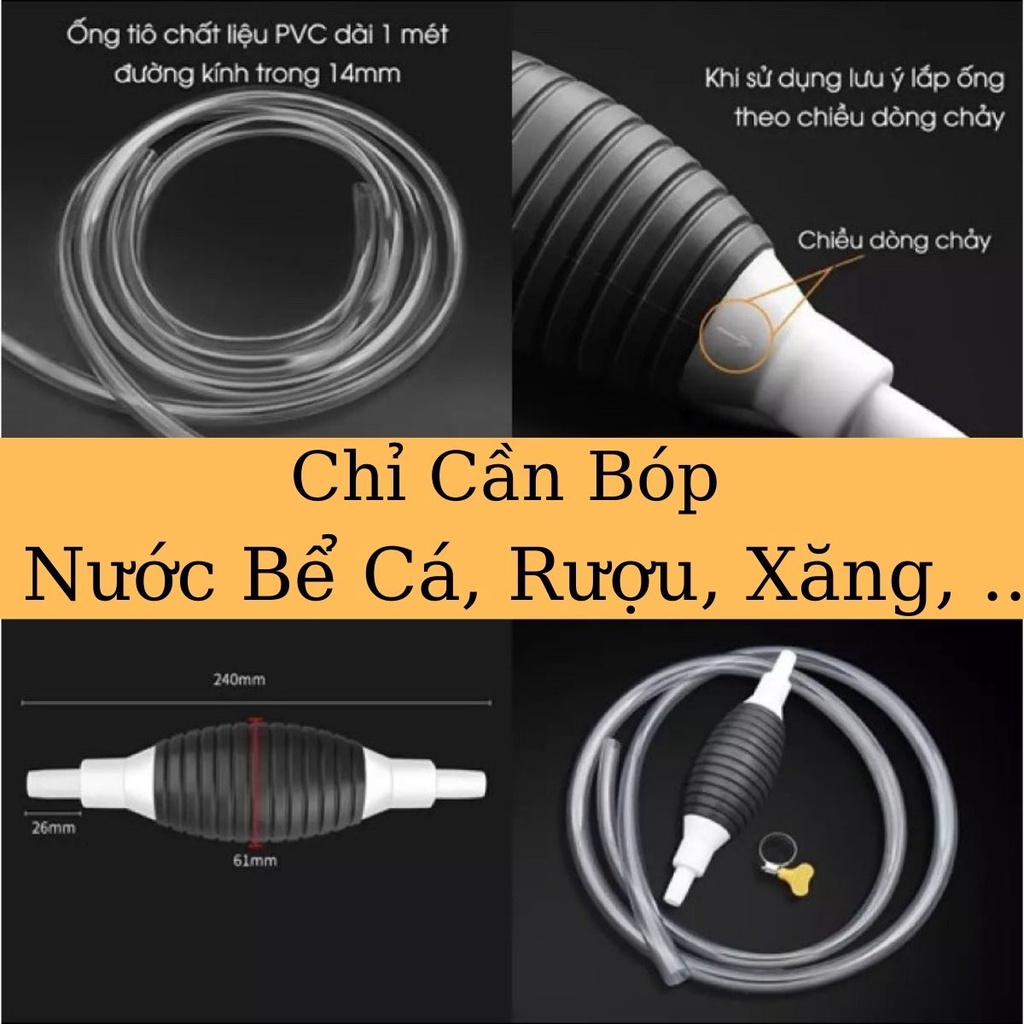 Dụng cụ ống hút bơm chất lỏng rượu xăng dầu nước bể cá bóp tay dễ sử dụng