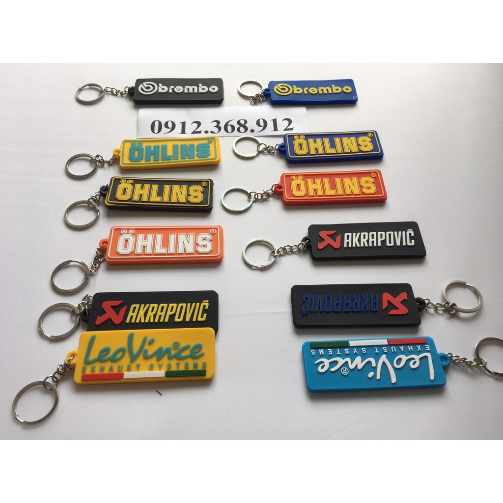 Móc khoá brembo , leovince,ohlins, akrapovic treo móc khóa
