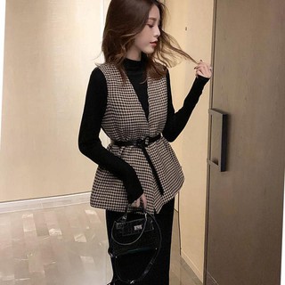 Áo gile vest cộc tay hoạ tiết zigzag