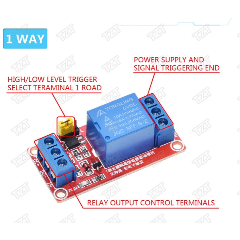 Mô-đun rơle 1 kênh DC 5V 12V 24V kích hoạt mức cao và thấp kèm bộ ghép quang