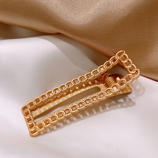 DDFI - Hollow Geometry Metal Hairpin Chain Extremely Simple Style Grip Clip Edge Clip Korean Hair Clip G2D06