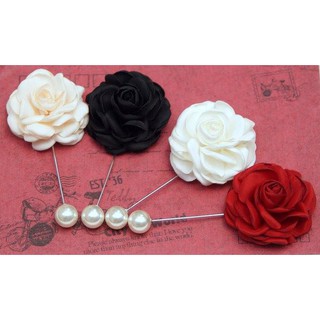 Hoa cài áo hoa hồng lụa handmade RP024