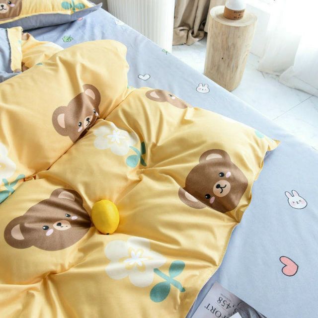 Bộ Chăn Ga Gối Đầu Gấu Cotton Poly